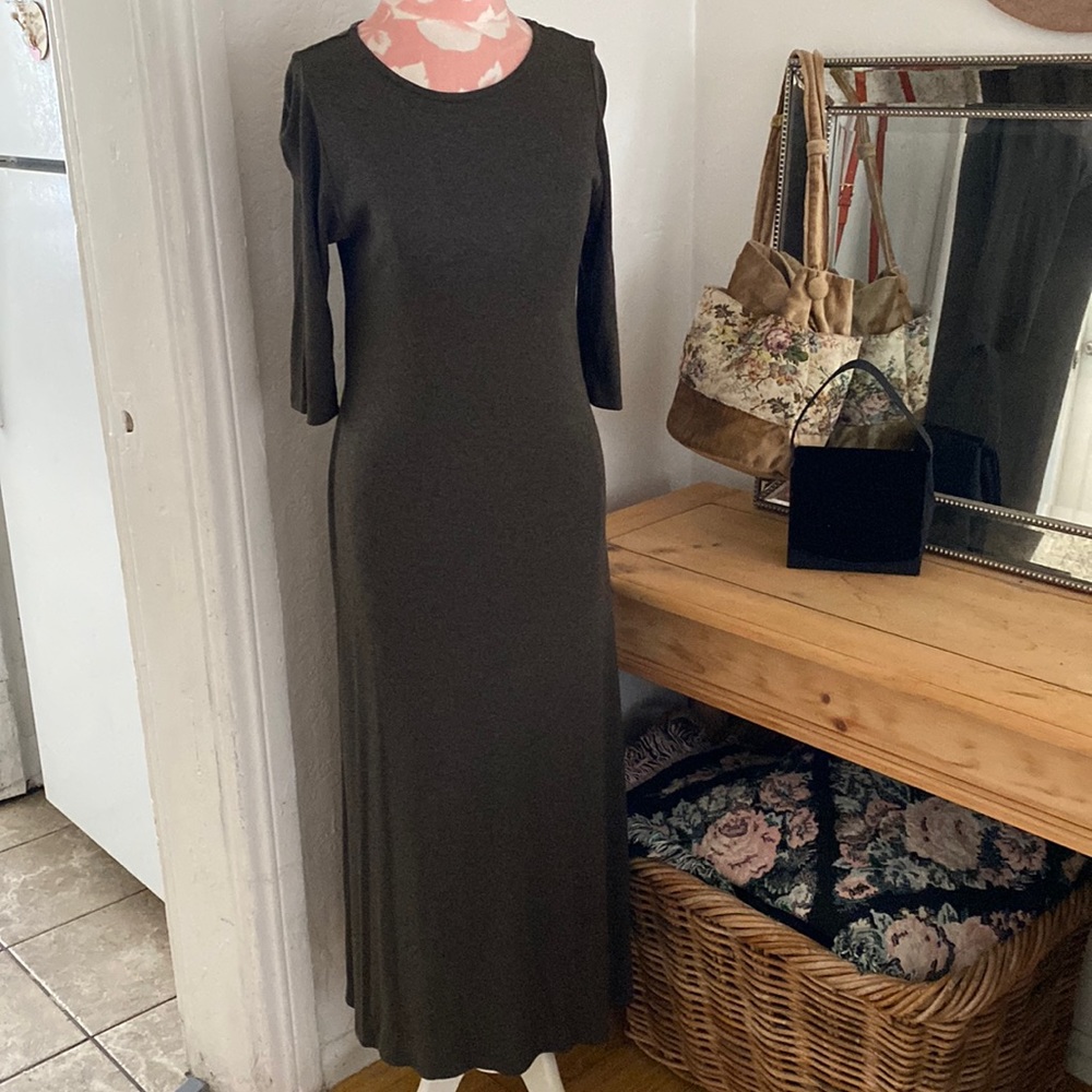 Eileen Fisher Brown Jersey Midi Dress Size S Petite